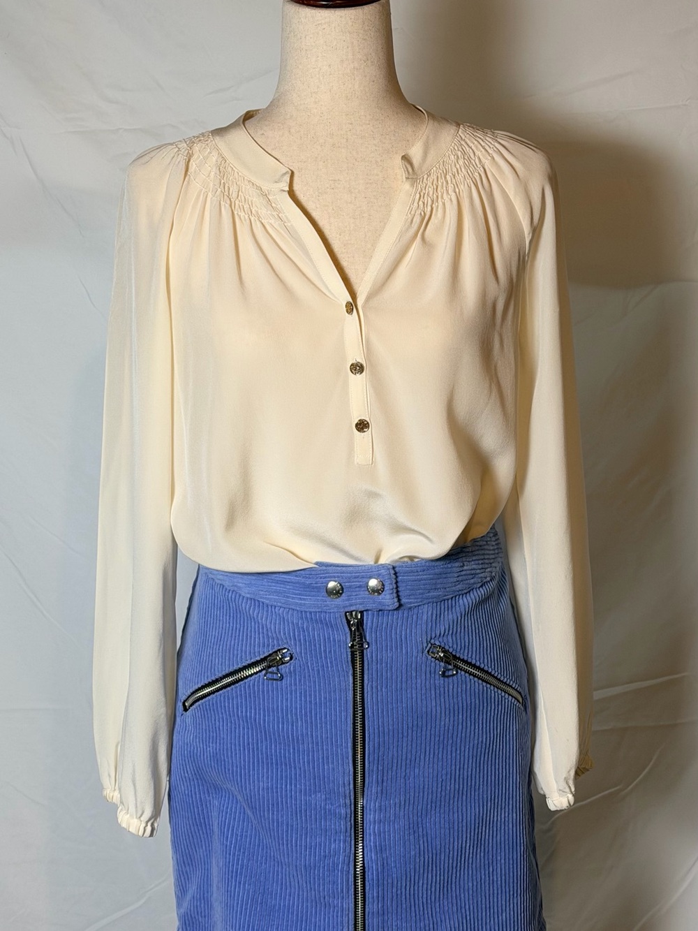 Rag and Bone Corduroy Zip-Front Mini Skirt in periwinkle blue edgy cool girl Sz4